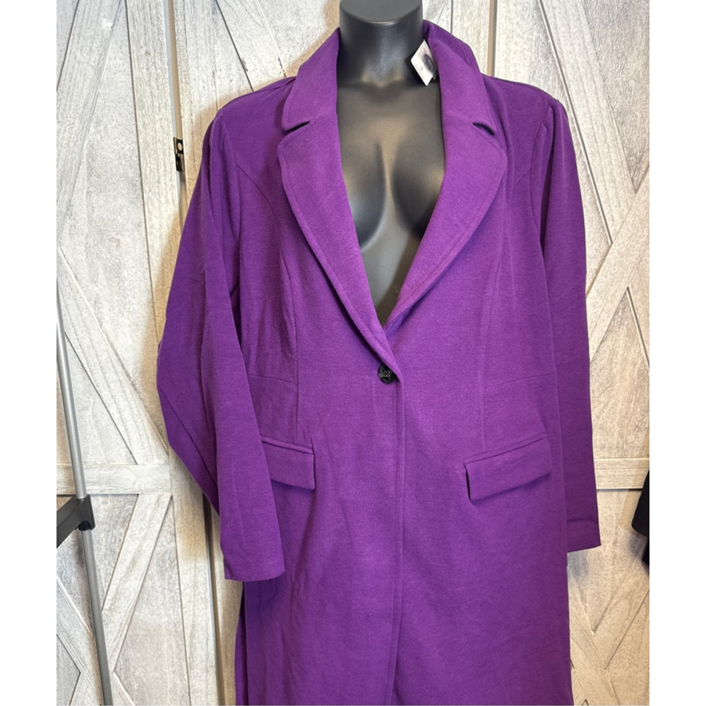 Women's Torrid Purple Ponte LS Brush Knit Coat Plus 5X
